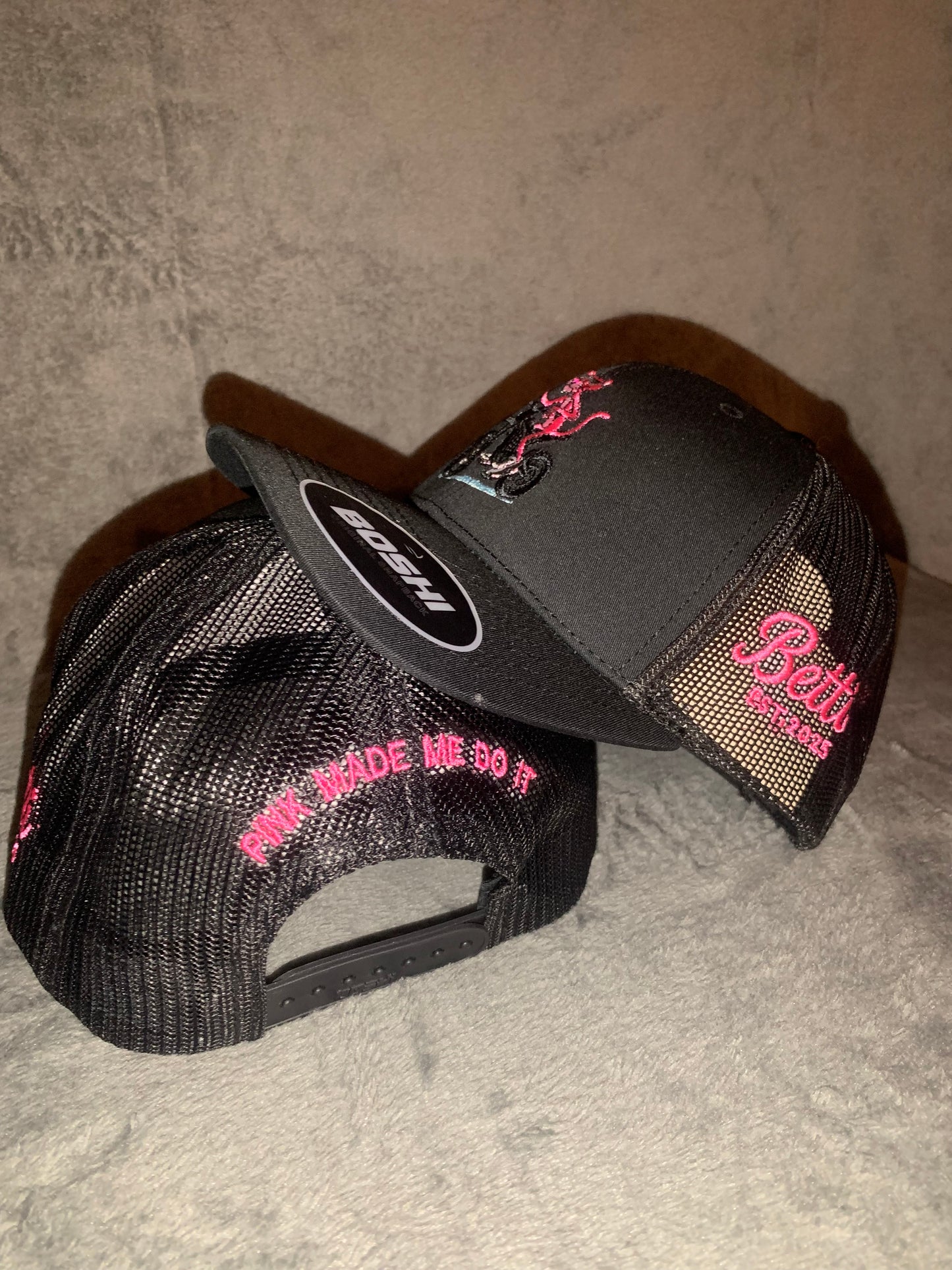 “PINK MADE ME DO IT” Black Cap