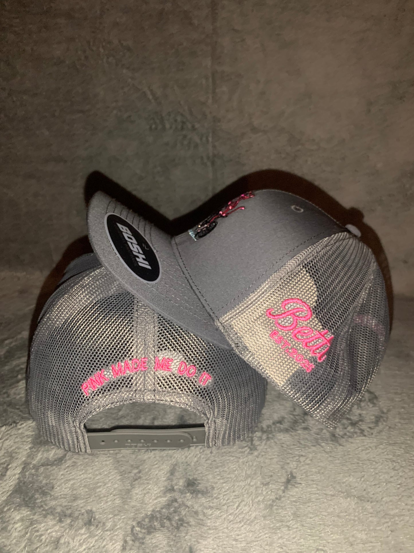 “PINK MADE ME DO IT” Grey Cap